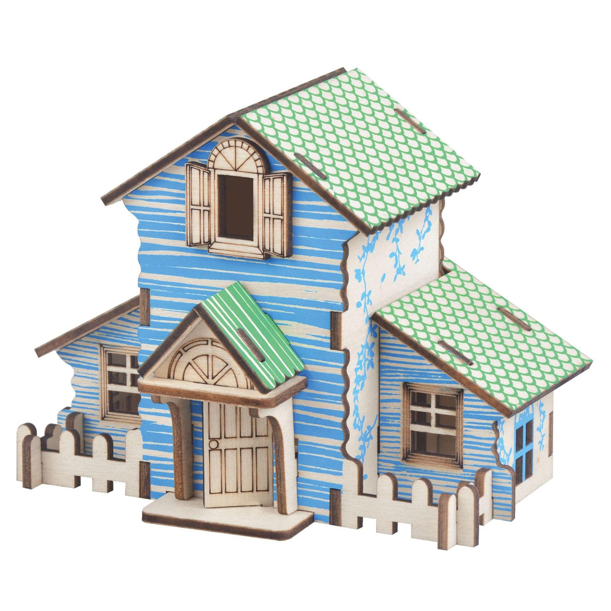 Log Cabin 3D Wooden House Puzzle,DIY Mini Building Model Kit，001