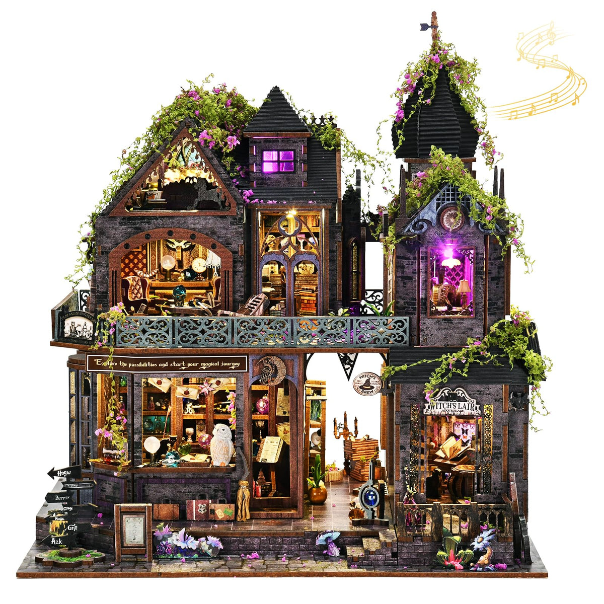 DIY Miniature House Kit, Dollhouse Fantastic Corner Shop for Adults to Build, Birthday/Christmas Day Gift for Family and Friends, Prefab Tiny Home with LED Lights,Corner Dessert House