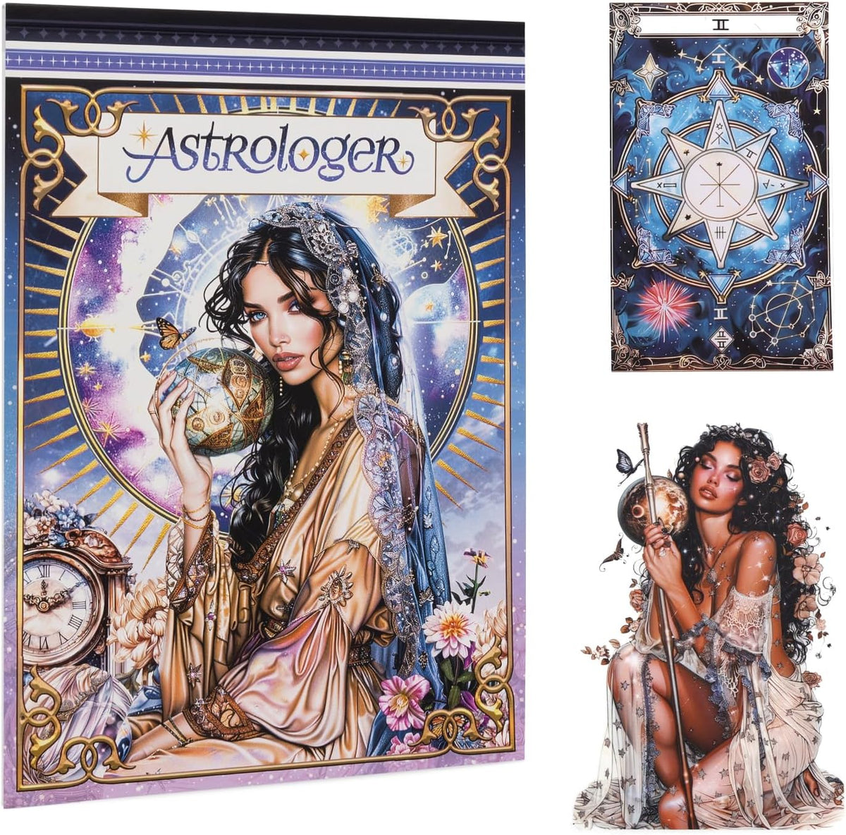 Astrology Sticker Book for Journaling, Pre-Cut Gorgeous Scrapbook Sticker for Adults Women, Transparent PET Washi Paper Materials for Collage Art, Card Making, Junk Journal