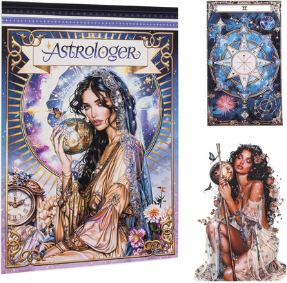 Astrology Sticker Book for Journaling, Pre-Cut Gorgeous Scrapbook Sticker for Adults Women, Transparent PET Washi Paper Materials for Collage Art, Card Making, Junk Journal