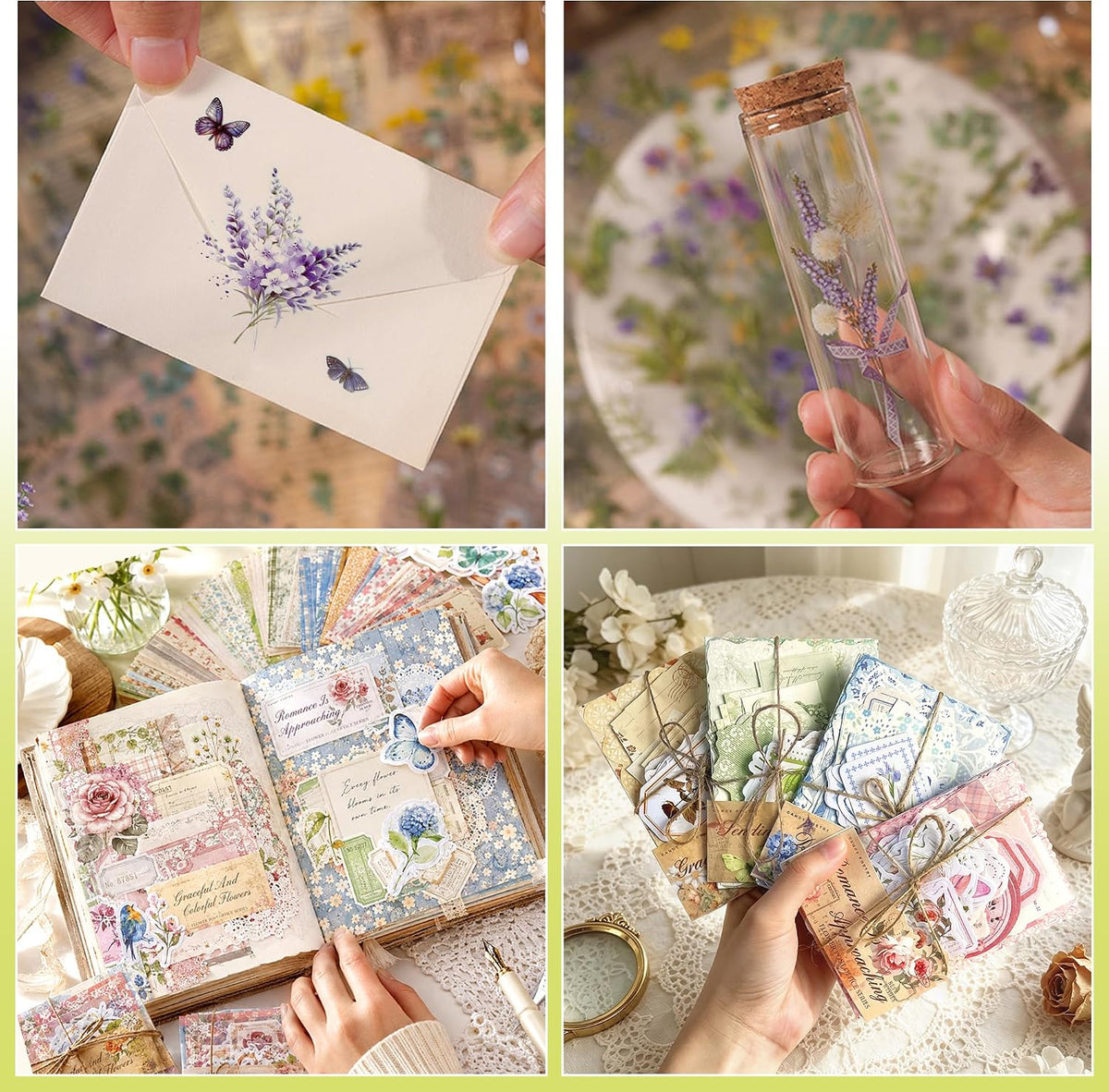484Pcs Vintage Floral Scrapbook Supplies Kit, Paper & Journaling Stickers