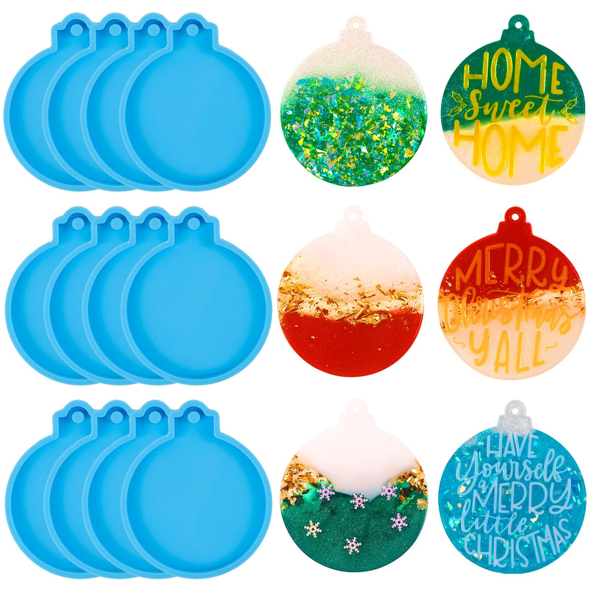 12pcs Christmas Resin Molds Silicone for Tree Decoration DIY Craft