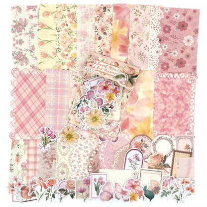 OKUPAN Scrapbook Supplies Kit – 100Pcs Vintage Floral Scrapbook Paper & Junk Journal Stickers, Journaling Supplies for Bullet Journaling, Retro Crafts, Mixed Media, Planner, Collage Card Album(Yellow)