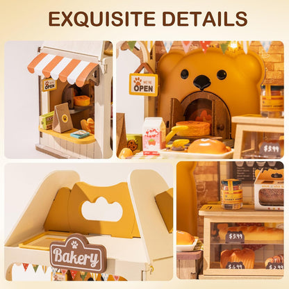 DIY Mini House Building Teddy Miniature Kit Breadbox, Miniverse Lifestyle Bookshelf Decoration, Cute Craft Kits for Women or Girls 14+, Kawaii Gifts Hobbies for Crafters (Teddy's Breadbox)