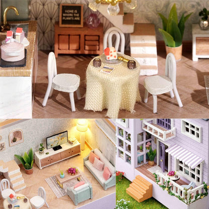 DIY Miniature House Kit with Furniture, Opened & Closed Mini Dollhouse