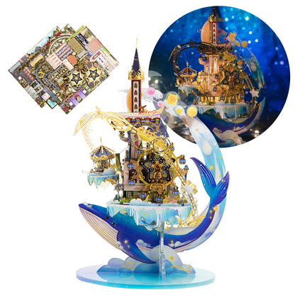 MU 3D Metal Puzzle for Adults Romeo and Juliet with Lighting Musix Box Set, Elf Palace Model Kits Miniature Architecture Building, Role-Playing Brain Teaser Love Gift Home Decor