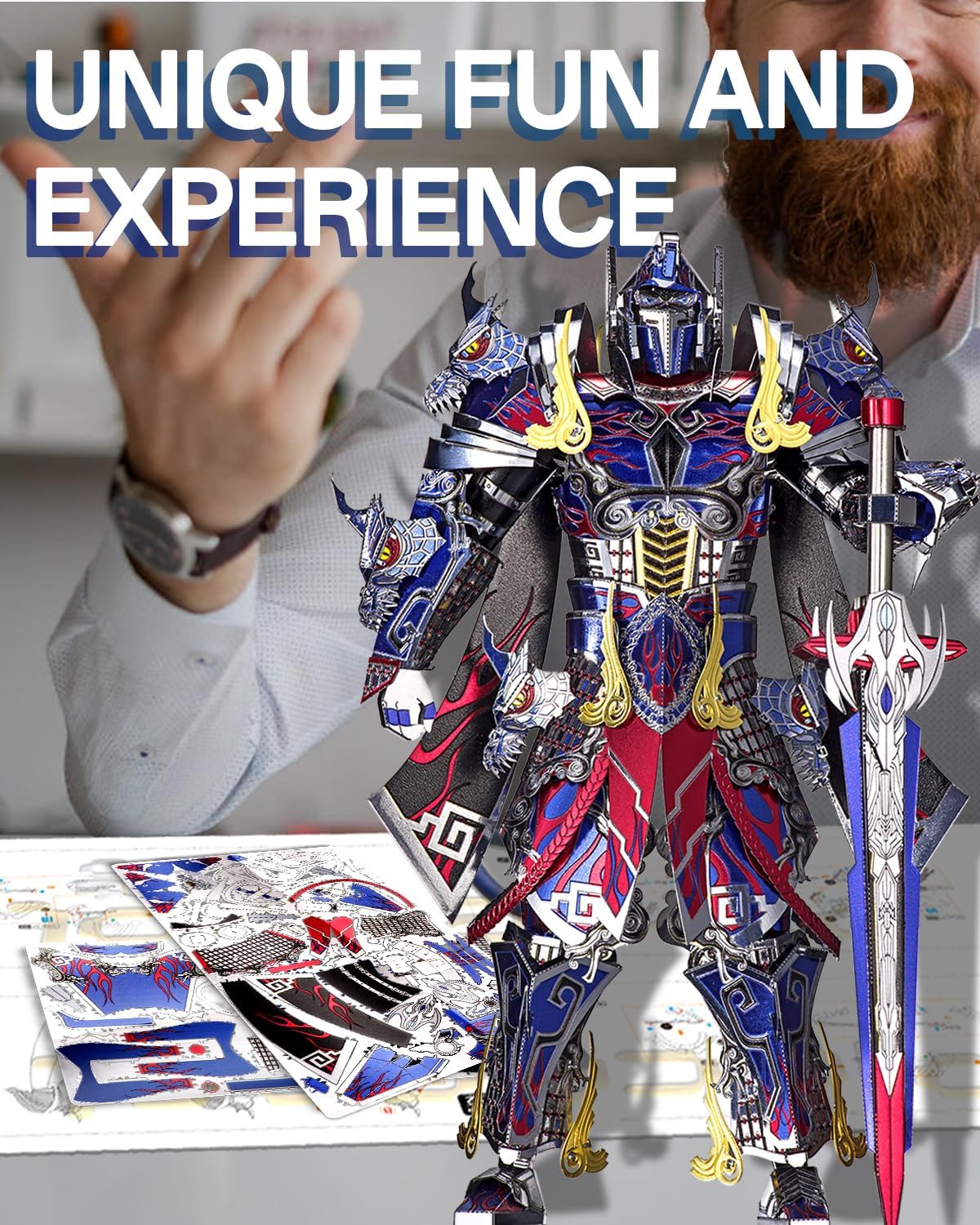 Piececool 3D Metal Puzzles Mecha Model Kits-The Titan Figure Model Building Blocks Kits for Adults, DIY Brain Teaser 3D Puzzle for Men Teen Students Hobbies Fidget Gifts -157 Pcs