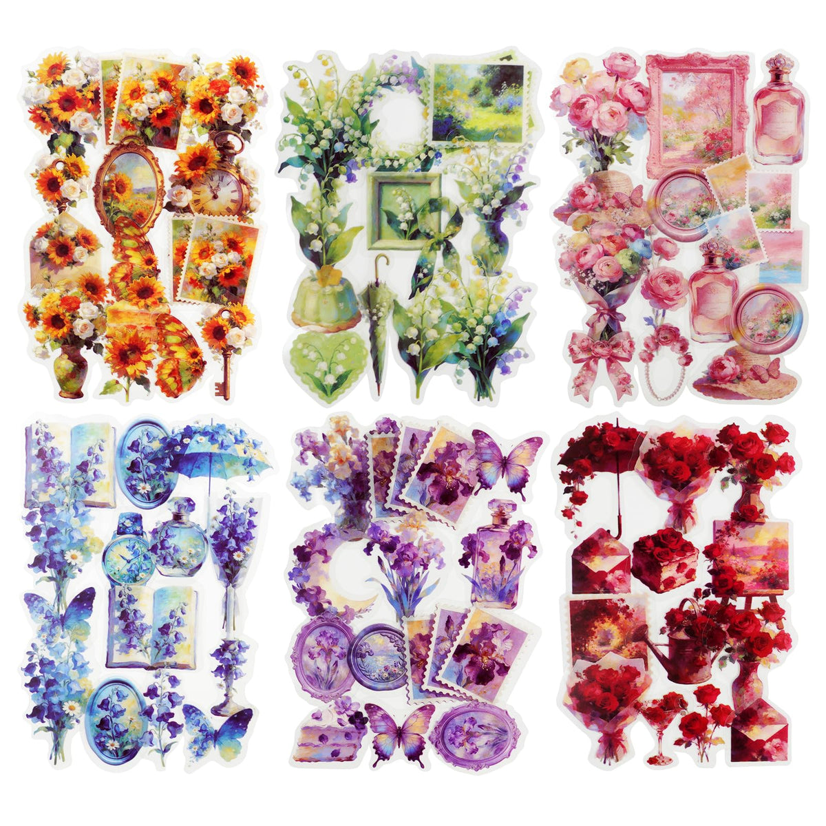 120 Pcs Floral Garden Stickers for Scrapbooking and Journaling