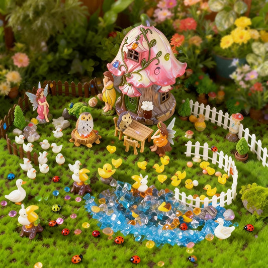 Fairy Garden Accessories Outdoor, Fairy Garden Decor Kit Fairy Garden Figurines Supplies Resin Fairy House