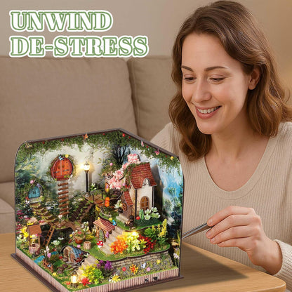 Kisoy DIY Miniature House Kit, Tiny House Kit with Furniture and LED Light for Adults and Teens, DIY Mini House Craft Kit, Decorations/Gifts for Family and Friends（Whispering Woods）