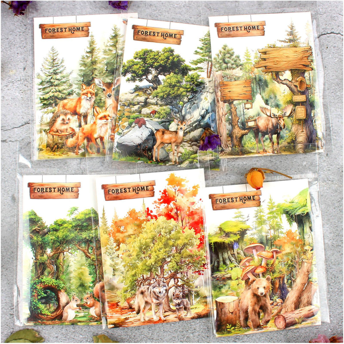 24 Sheets PET Die-Cut Stickers for Journaling, 6 Theme Packs