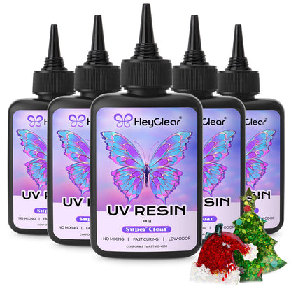 HeyClear UV Resin kit 300g Premixed UV Epoxy Resin Glue Cure for Crafts