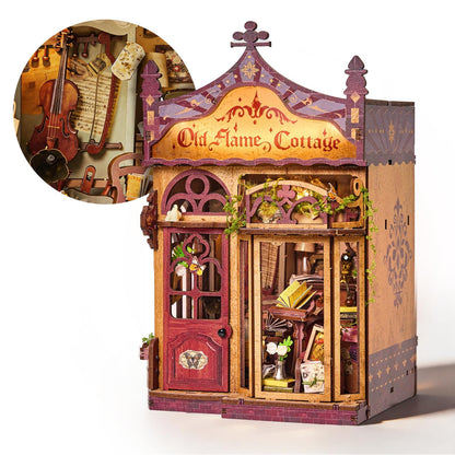 Book Nook Kit, Magic Shop DIY Miniature House Kit with Stepless Dimming
