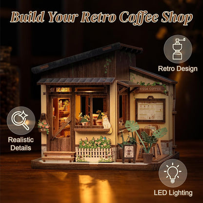 Cutefun Book Nook Kits for Adults, DIY Miniature House Kit Coffee Shop