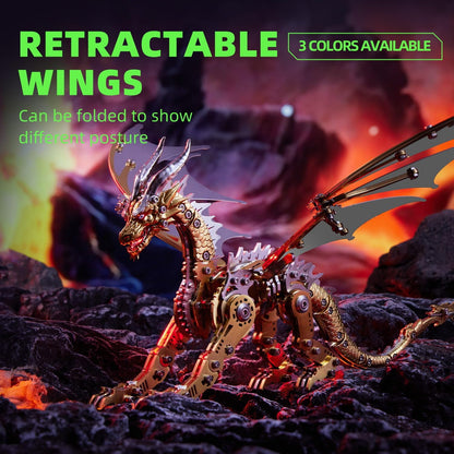 OreilleStar 3D Metal Dragon Puzzle, Mechanical Model Building Kit, Green and Red Assembly Puzzle for Adults Gift (Gold Dragon)