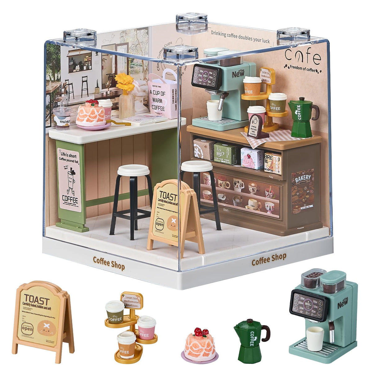Miniature Living Room DIY Kit, 92Pcs 1:24 Scale Dollhouse with LED