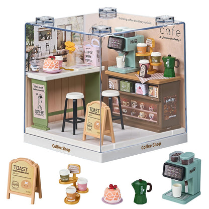Miniature Living Room DIY Kit, 92Pcs 1:24 Scale Dollhouse with LED