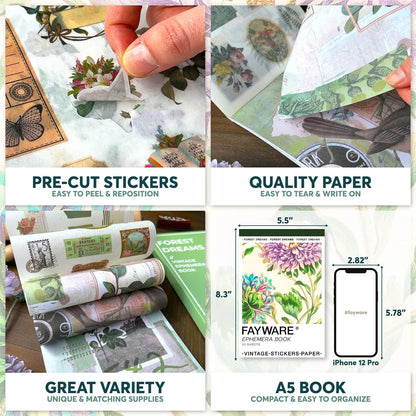 Junk Journal Supplies - Washi Stickers for Scrapbook & Journaling Supplies