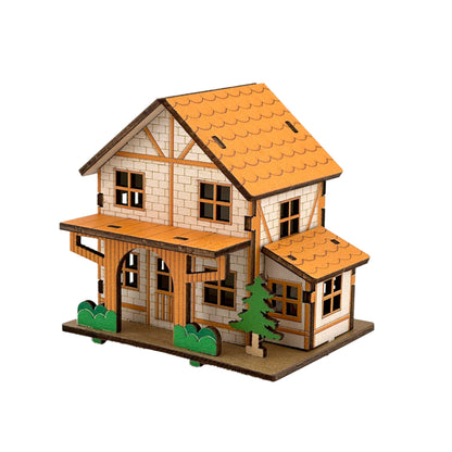 Log Cabin 3D Wooden House Puzzle,DIY Mini Building Model Kit，001