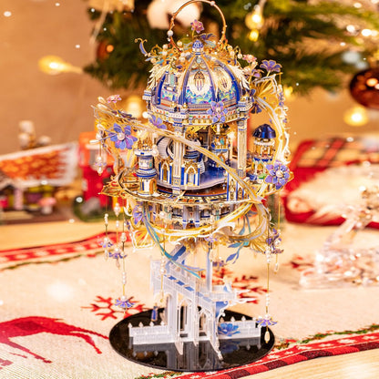 MU 3D Metal Puzzle for Adults Romeo and Juliet with Lighting Musix Box Set, Elf Palace Model Kits Miniature Architecture Building, Role-Playing Brain Teaser Love Gift Home Decor