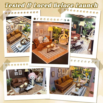 Flever DIY Miniature House Kit, Tiny Home Kit with LED Light, Mini House Build Craft Kits for Adults and Teens, Home Decor Creative Gift for Family/Friends(Warm Moment)