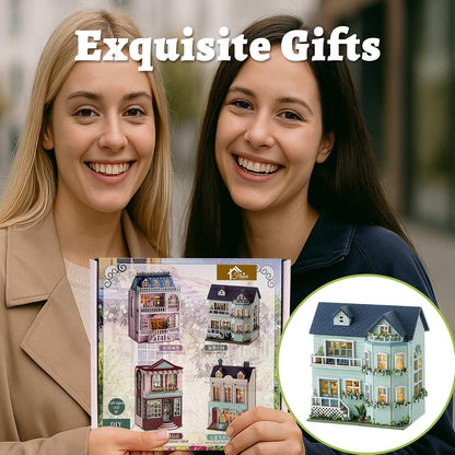 Flever Dollhouse Miniature DIY House Kit Creative Room with Furniture for Romantic Valentine's Gift (Warm House)