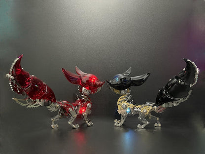 Mechanical Fox Model Kit | 3D Metal Puzzle for Adults | Articulated Alloy and Steel Construction | Movable Joints | LED Light | DIY Assembly Model | Display Ornament and Gift (Red)