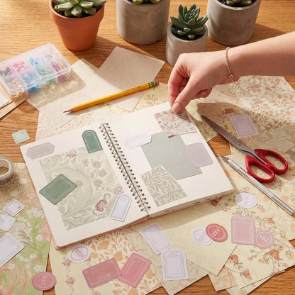 240 Sheets Vintage Floral Scrapbook Supplies, 4.1x5.8 Inch