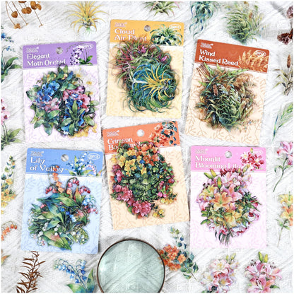 24 Sheets PET Die-Cut Stickers for Journaling, 6 Theme Packs