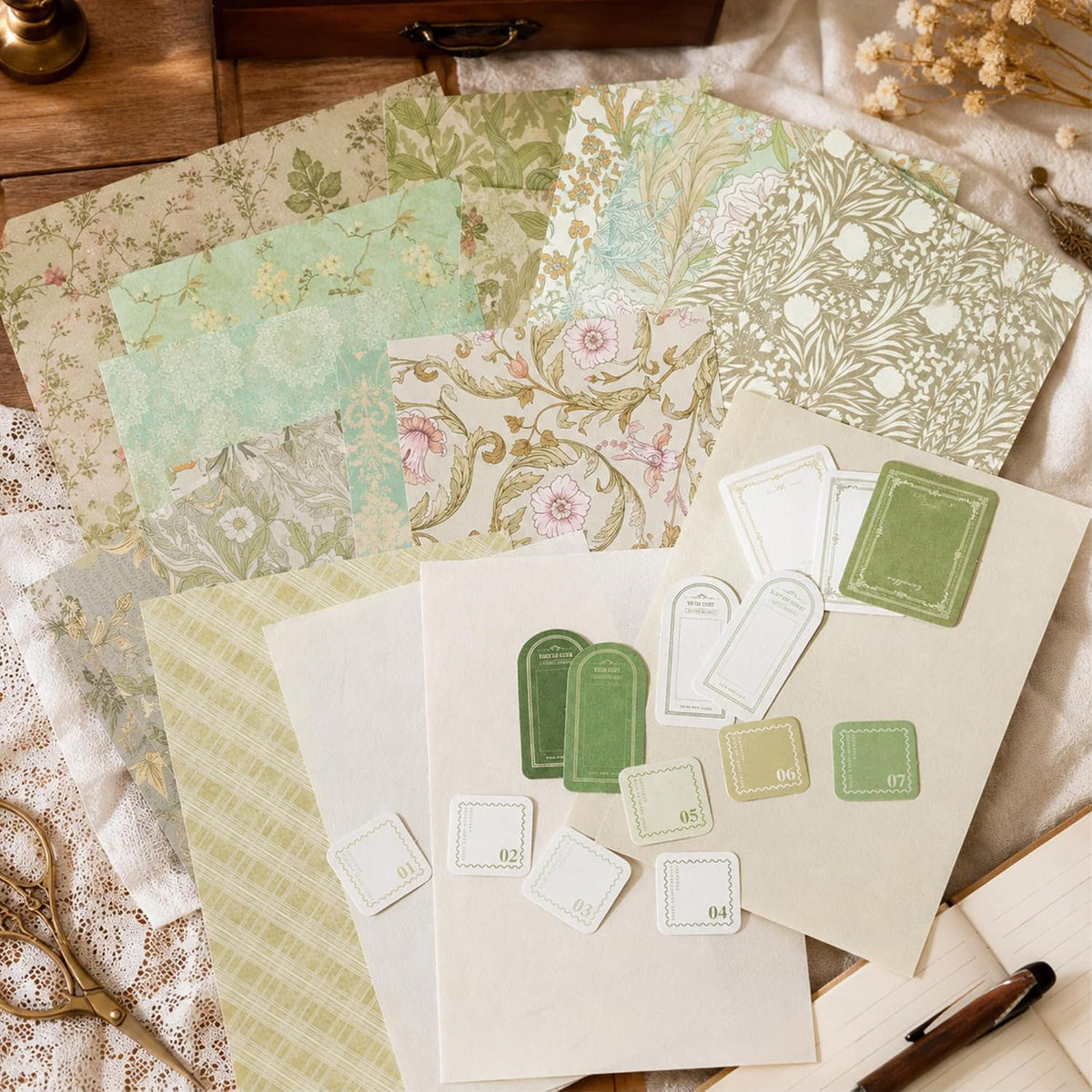 40Pcs Decorative Paper, Scrapbook Pack, Journal Supplies, Craft Paper
