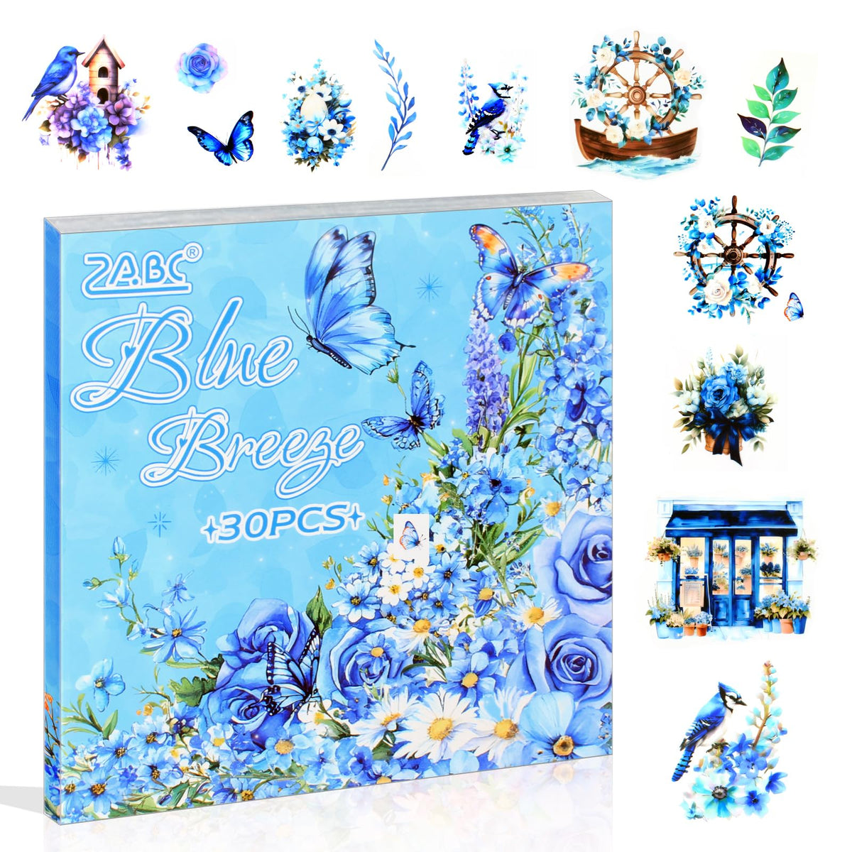 30 Sheets Precut Purple Garden Landscape Stickers Book for Junk Journal Supplies, Transparent PET Stickers for Journaling, Scrapbooking, Bujo, Collage, Card Making