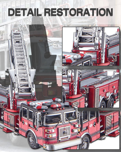 Piececool 3D Metal Puzzles for Adults, Ladder Truck Fire Engine Model Kits Building, Challenge to Assemble DIY Craft Kits, Best Birthday 354 Pcs