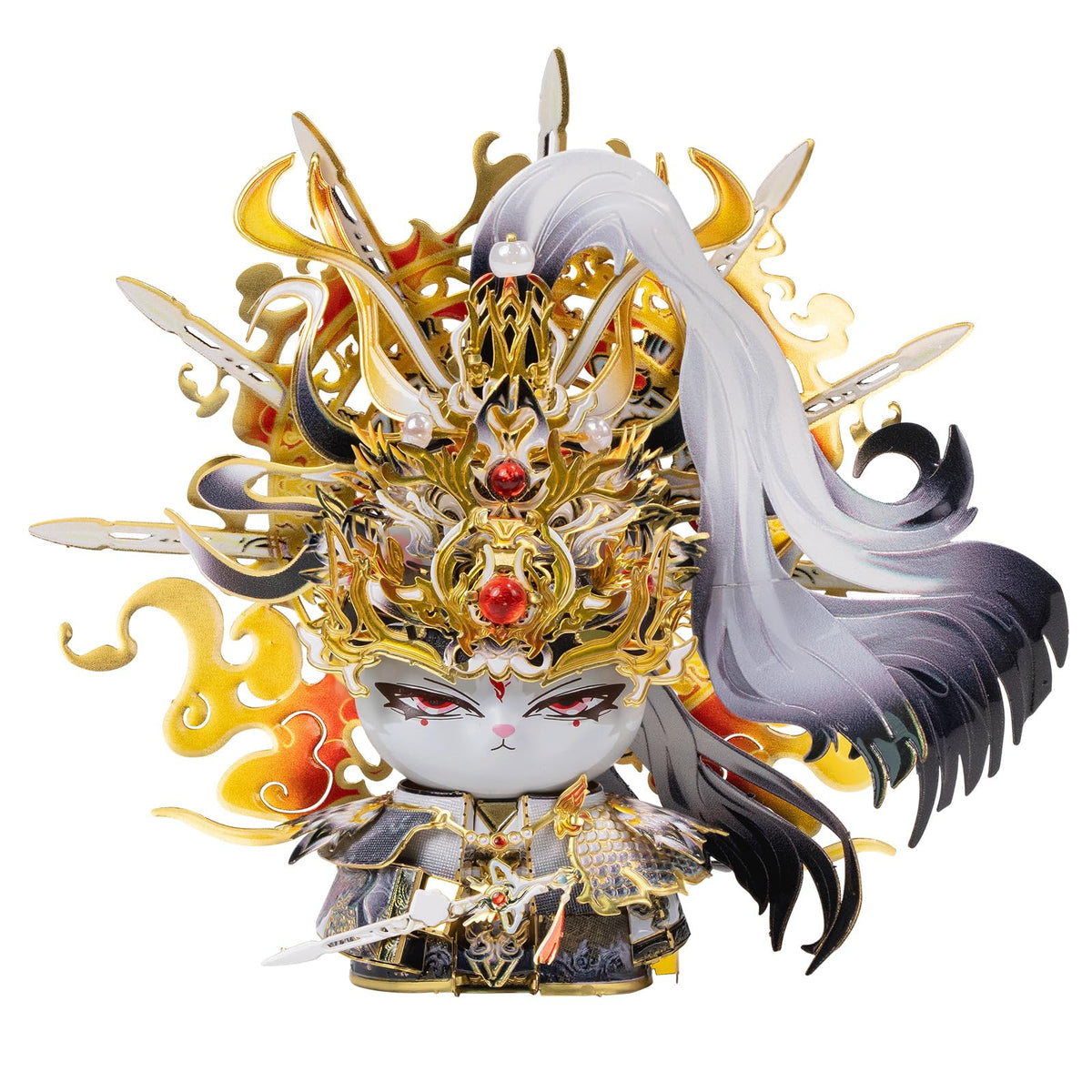 MU 3D Metal Puzzles for Adults Magnetic Interchangeable Cat Head Puzzle Vampire Dark Queen Kitty with 2 Base, Spooky Puzzle Metal Models Kits Building, DIY Sets Cat Lover Owner Gifts Collectibles