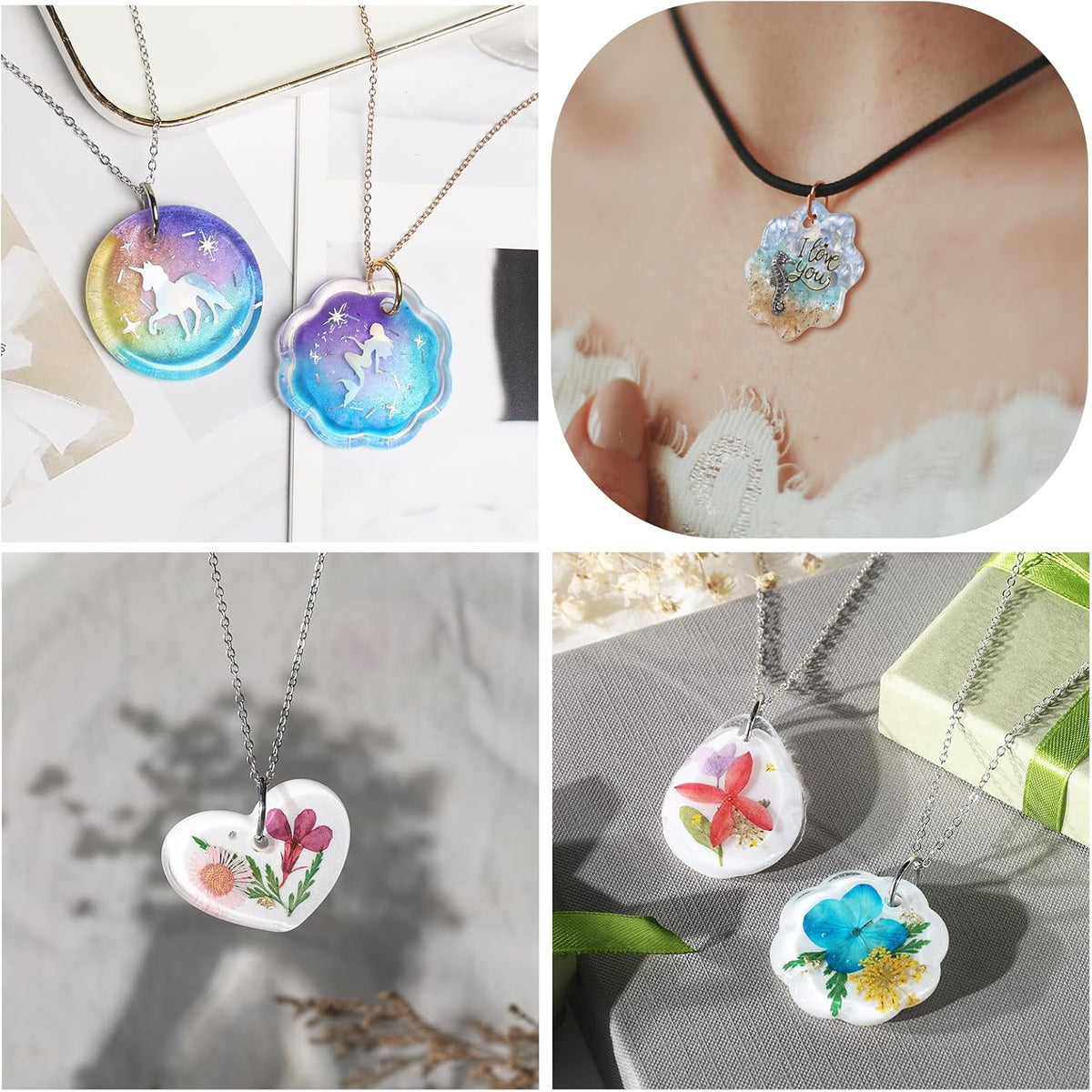 LET'S RESIN Keychain Resin Molds Silicone, 16 Cavity Pendant Casting Mold