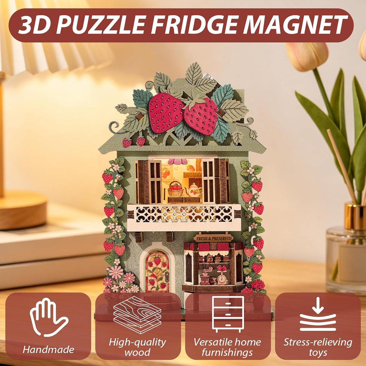 Book Nook Kit DIY Miniature House 3D Wooden Puzzle Bookshelf Decor