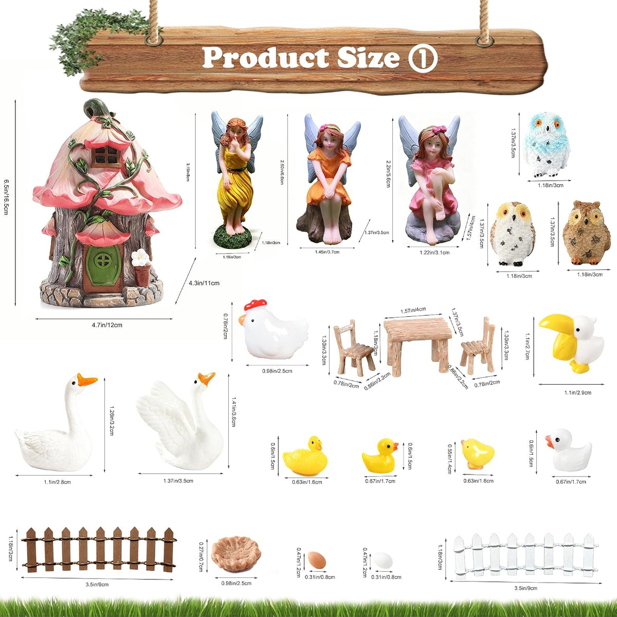 Fairy Garden Accessories Outdoor, Fairy Garden Decor Kit Fairy Garden Figurines Supplies Resin Fairy House