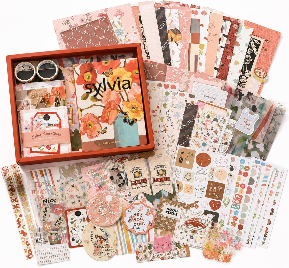 Diuhofart Aesthetic Scrapbooking Kit with A6 Notebook, Papers & Stickers