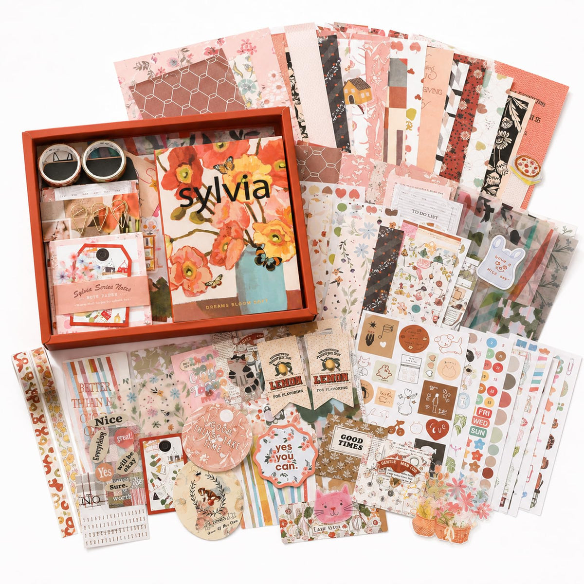 Diuhofart Aesthetic Scrapbooking Kit with A6 Notebook, Papers & Stickers