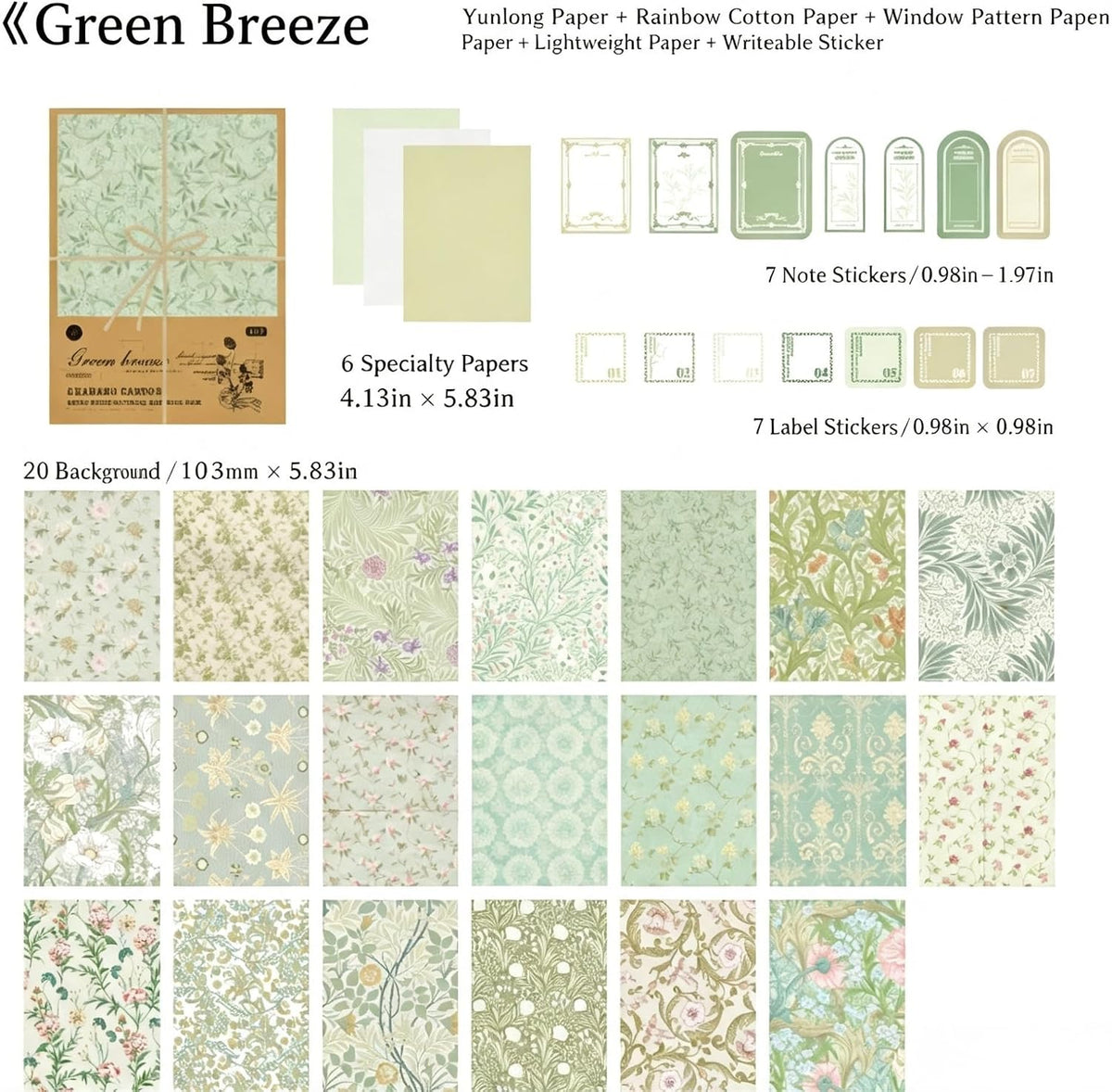 40Pcs Decorative Paper, Scrapbook Pack, Journal Supplies, Craft Paper