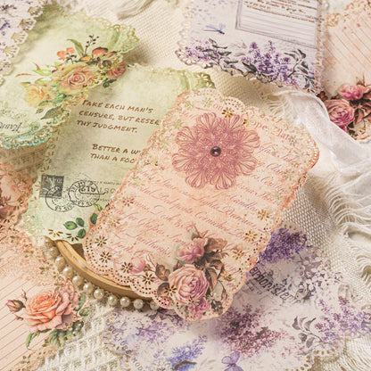 60 Sheets Vintage Floral Lace-Edged Scrapbook Paper, 6 Themes