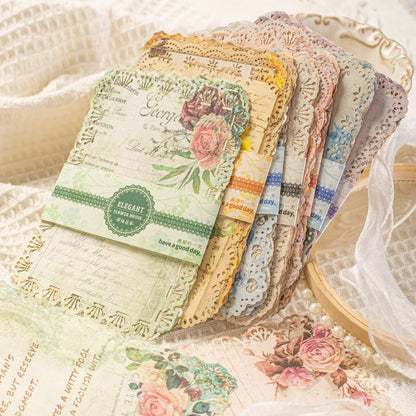 60 Sheets Vintage Floral Lace-Edged Scrapbook Paper, 6 Themes