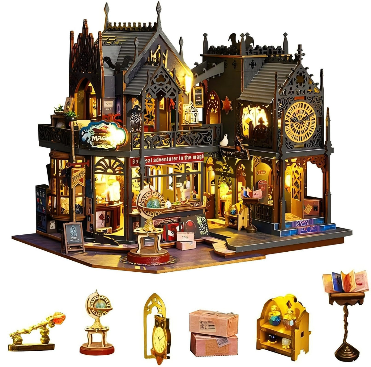 OZJAY Miniature House Kit for Adults, Mini House Kit with LED