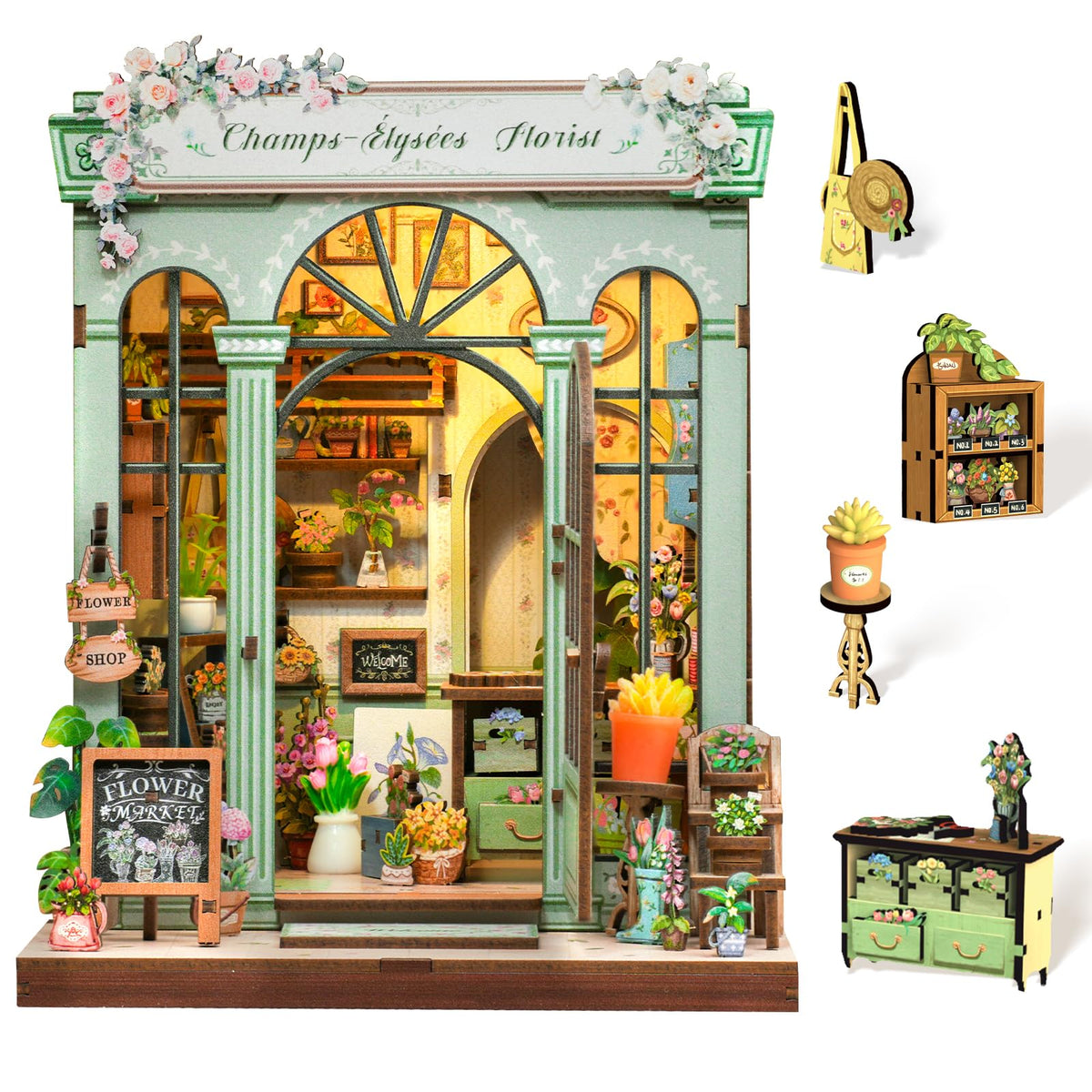 Cutefun Book Nook Kits for Adults, DIY Miniature House Kit Coffee Shop