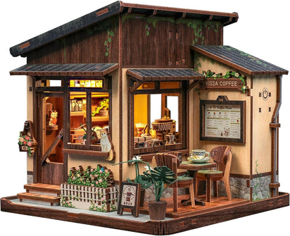 Cutefun Book Nook Kits for Adults, DIY Miniature House Kit Coffee Shop
