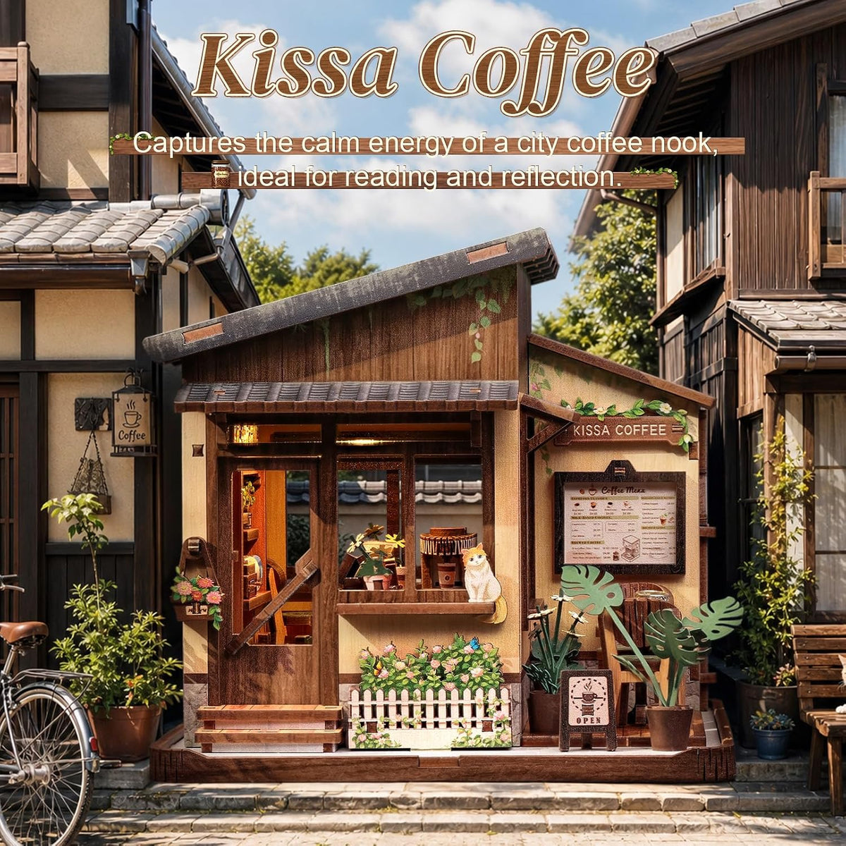 Cutefun Book Nook Kits for Adults, DIY Miniature House Kit Coffee Shop