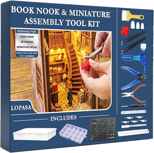 LOPASA Book Nook & Miniature House Assembly Tool Kit for Starter