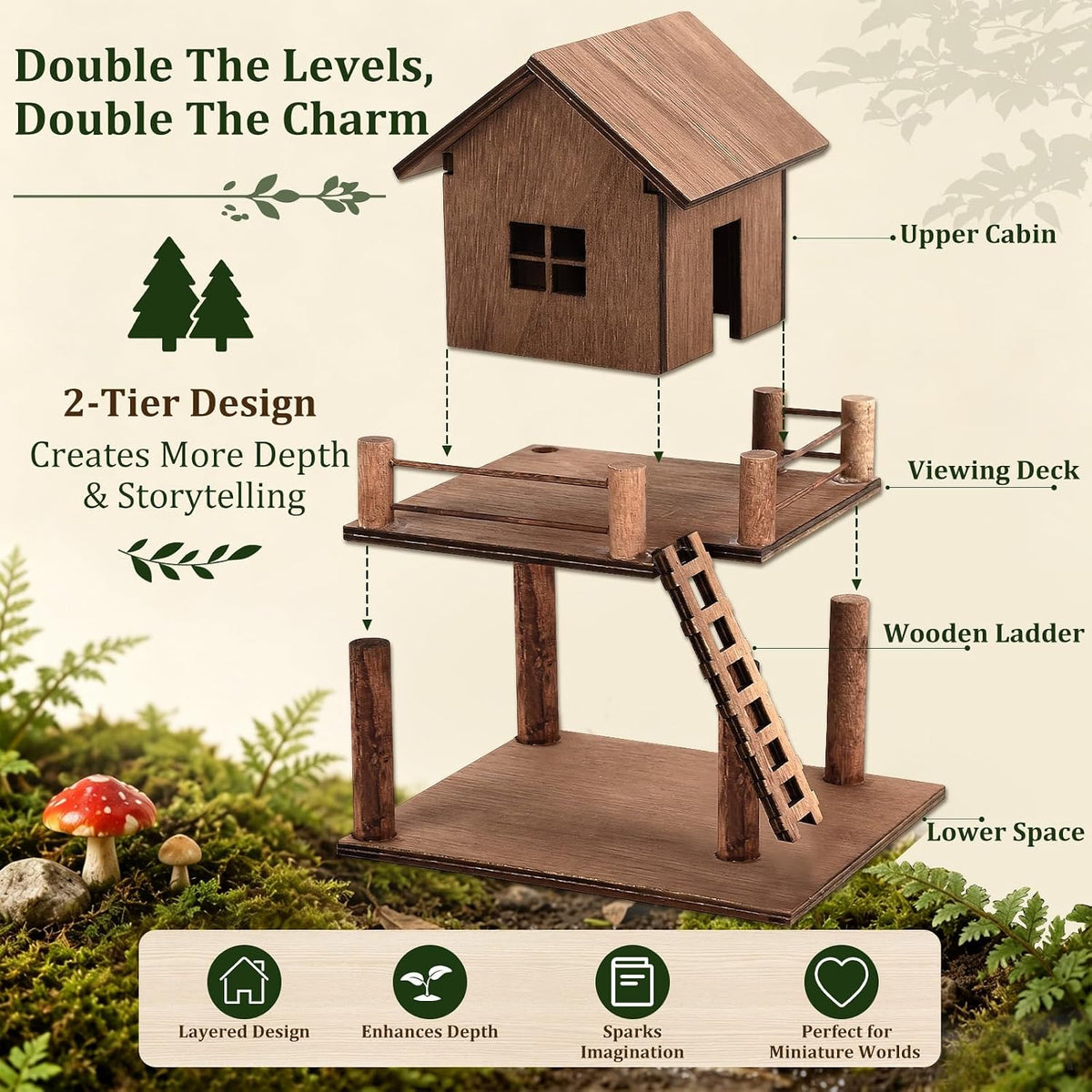 Timberwood Mini Treehouse for Indoor Plant Pots, Fairy Gardens