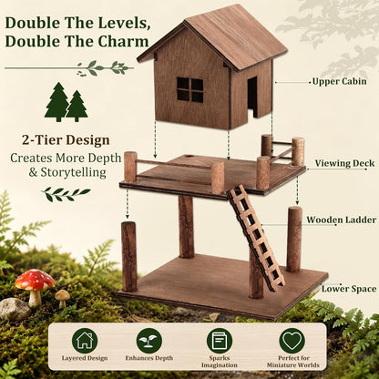 Timberwood Mini Treehouse for Indoor Plant Pots, Fairy Gardens