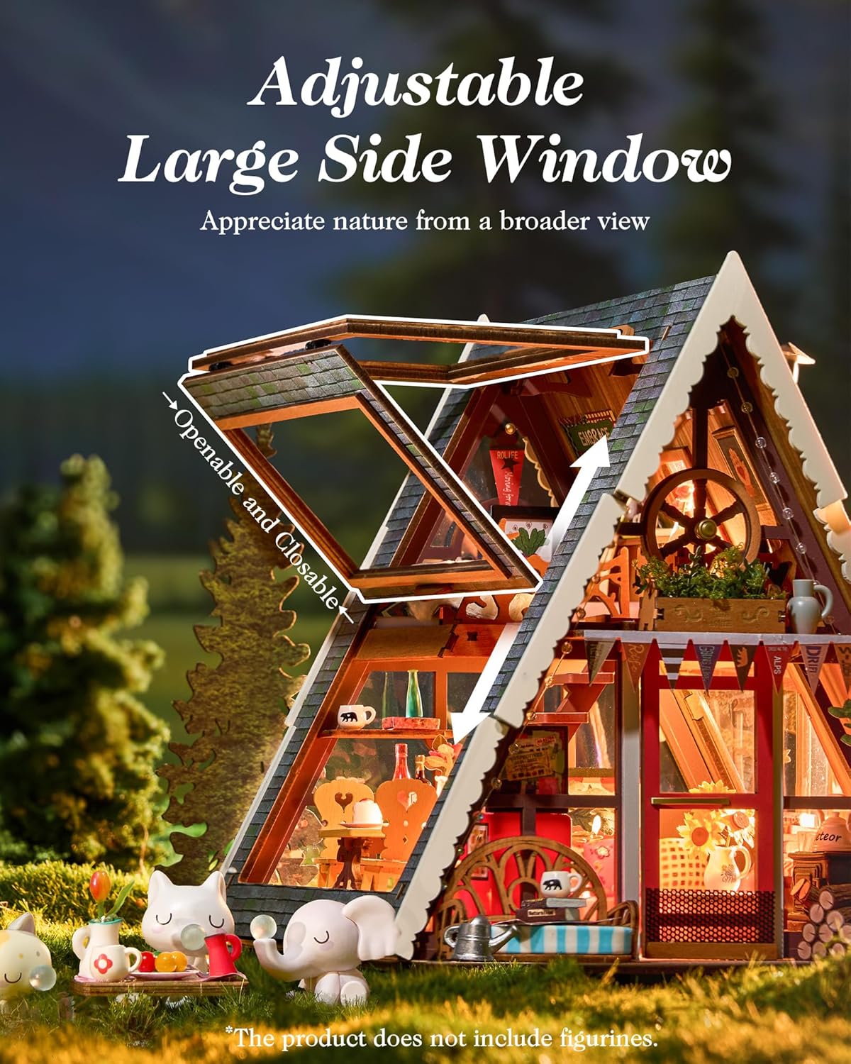 Rolife DIY Miniature Forest Tiny House Kit-A-Frame Cabin with LED Lights