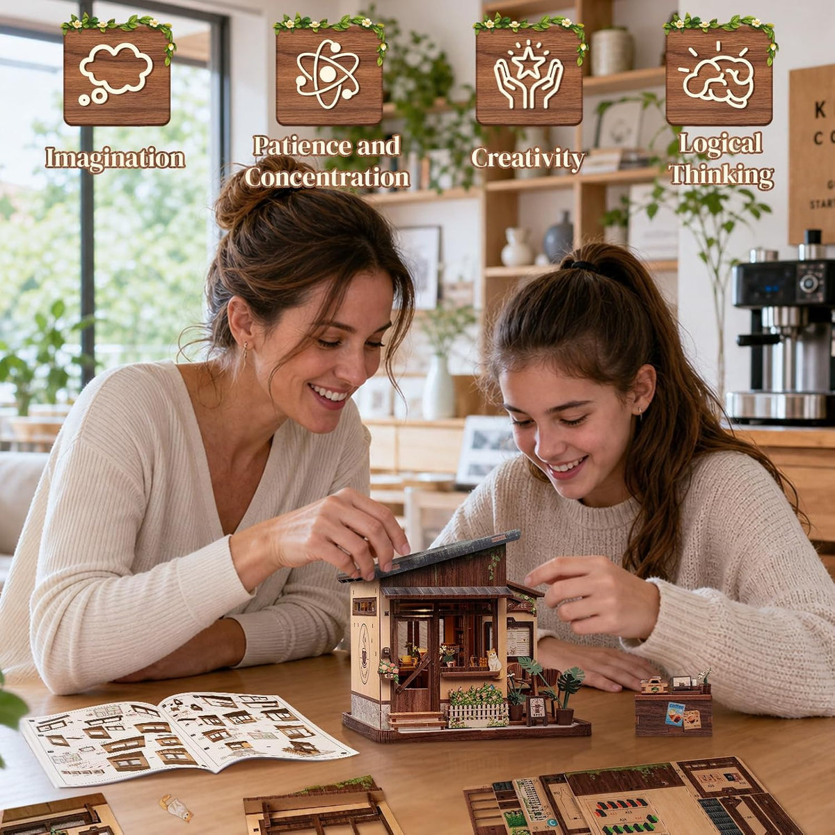 Cutefun Book Nook Kits for Adults, DIY Miniature House Kit Coffee Shop